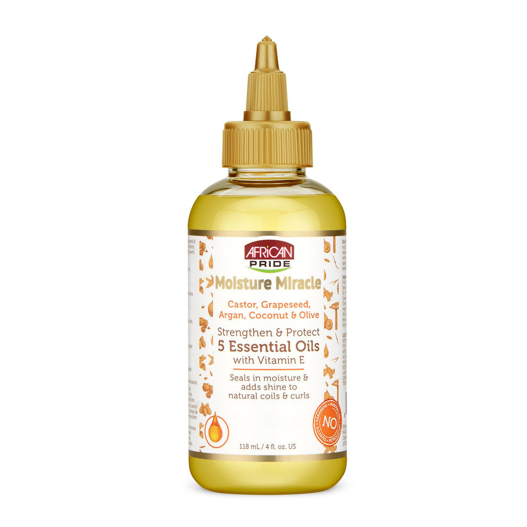 African Pride Moisture Miracle 5 Essential Oils with Vitamin E Strengthen &amp; Protect 4oz