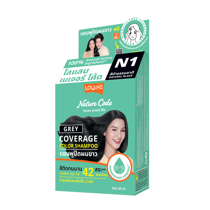 Lolane Nature Code Grey Coverage Color Shampoo Natural Black 30ml