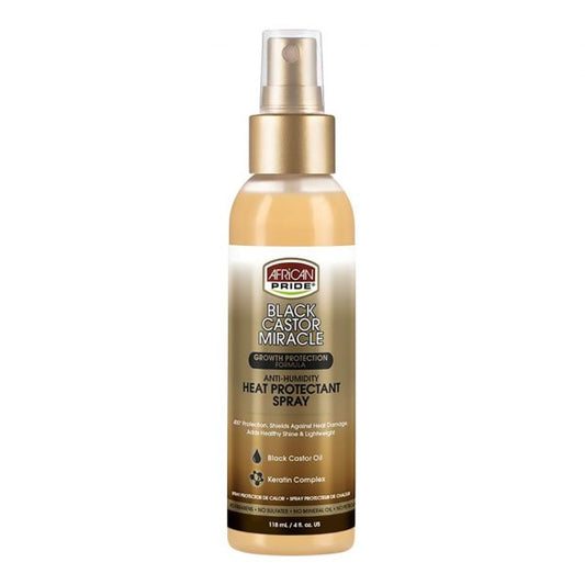 African Pride Black Castor Miracle Anti-Humidity Heat Protectant Spray 4 Oz
