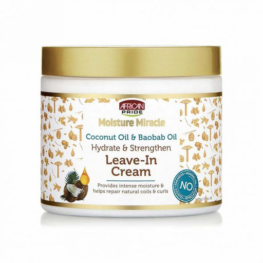 African Pride Moisture Miracle Coconut Oil & Baobab Oil Leave–In Cream 15 Oz