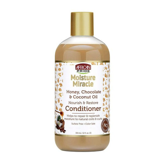 African Pride Moisture Miracle Honey, Chocolate & Coconut Oil Conditioner 12 Oz