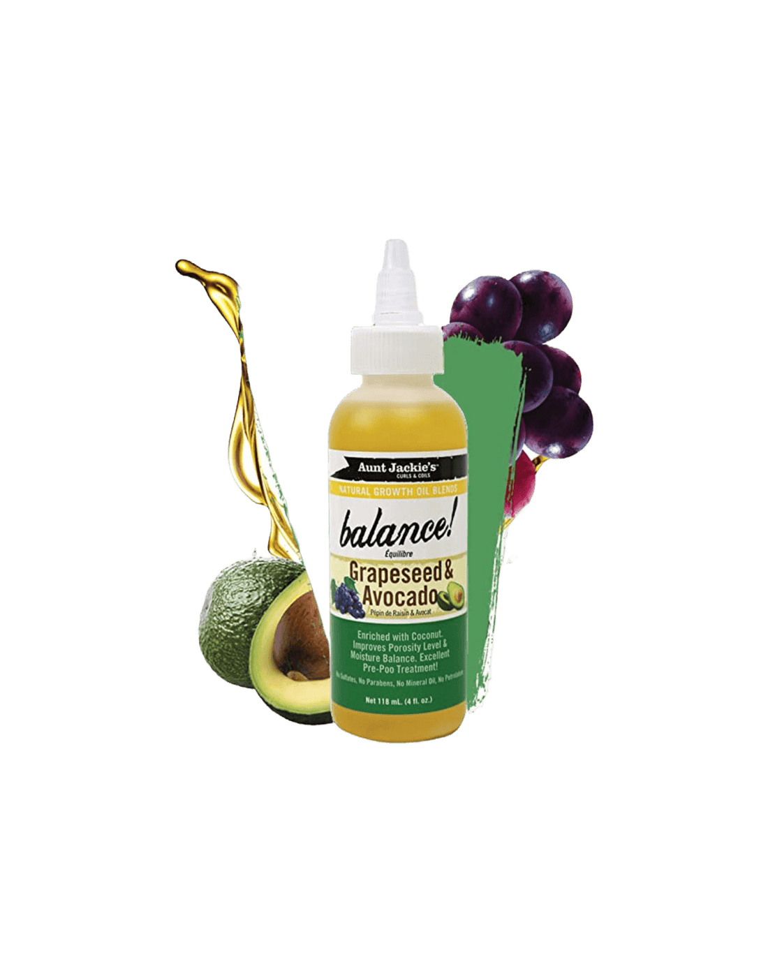 Aunt Jackie's Balance Grapeseed & Avocado Natural Growth Oil 4oz