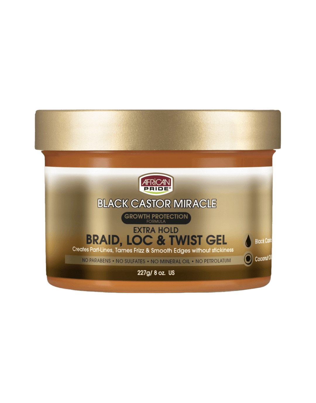 African Pride Black Castor Miracle Braid Loc & Twist Gel Extra Hold 8oz