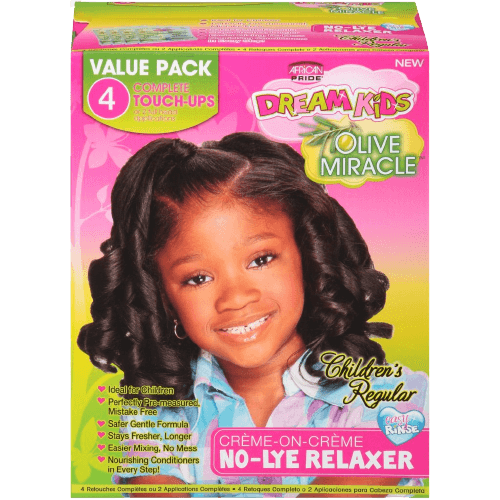 African Pride Dream Kids Olive Miracle No-Lye Relaxer 4 Touch-Up Value Pack
