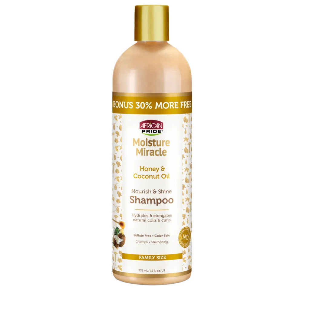 African Pride Moisture Miracle Honey & Coconut Oil Nourish & Shine Shampoo 16oz