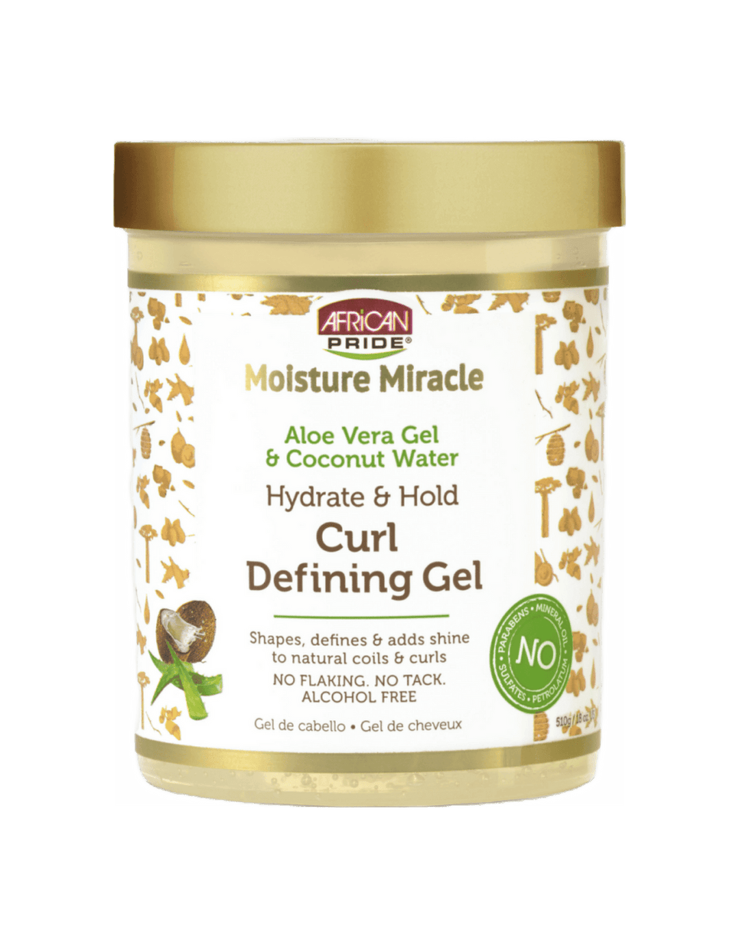 African Pride Moisture Miracle Aloe &amp; Coconut Water Hydrate &amp; Hold Curl Defining Gel 18oz