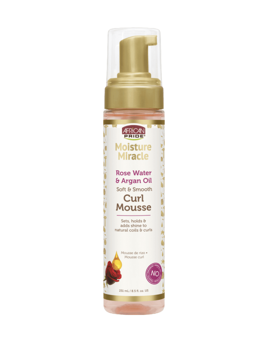 African Pride Moisture Miracle Rose Water &amp; Argan Oil Curl Mousse 8.5oz