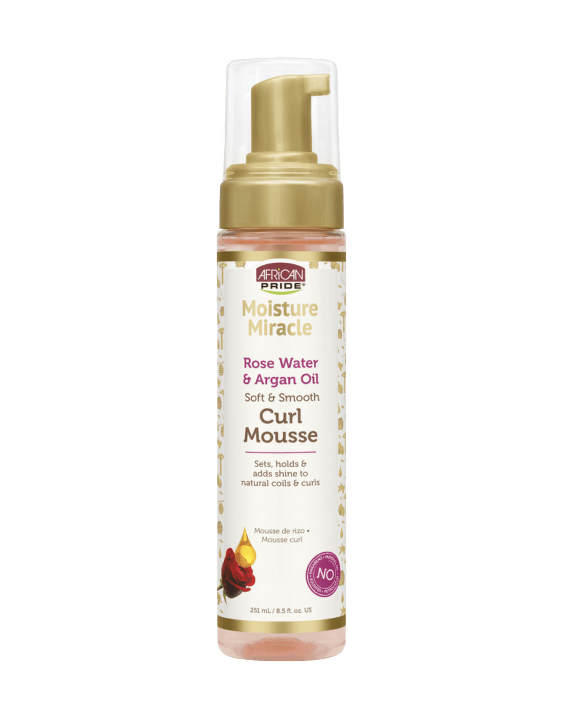 African Pride Moisture Miracle Rose Water & Argan Oil Curl Mousse 8.5oz