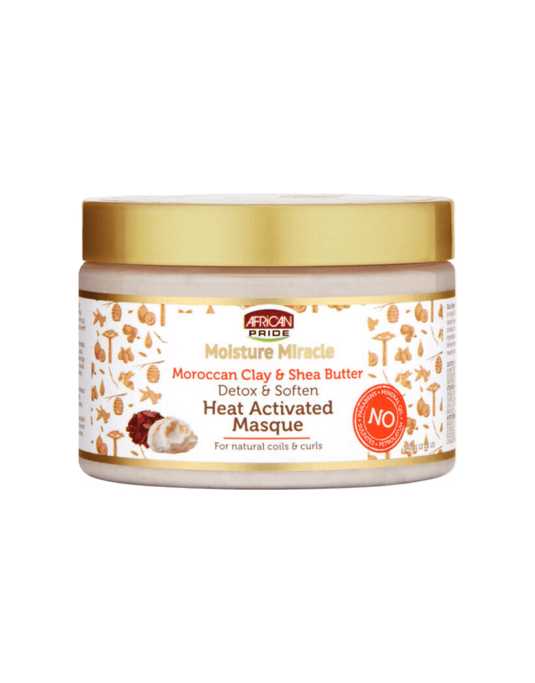 African Pride Moisture Miracle Moroccan Clay &amp; Shea Butter Detox &amp; Soften Heat Activated Masque 12oz