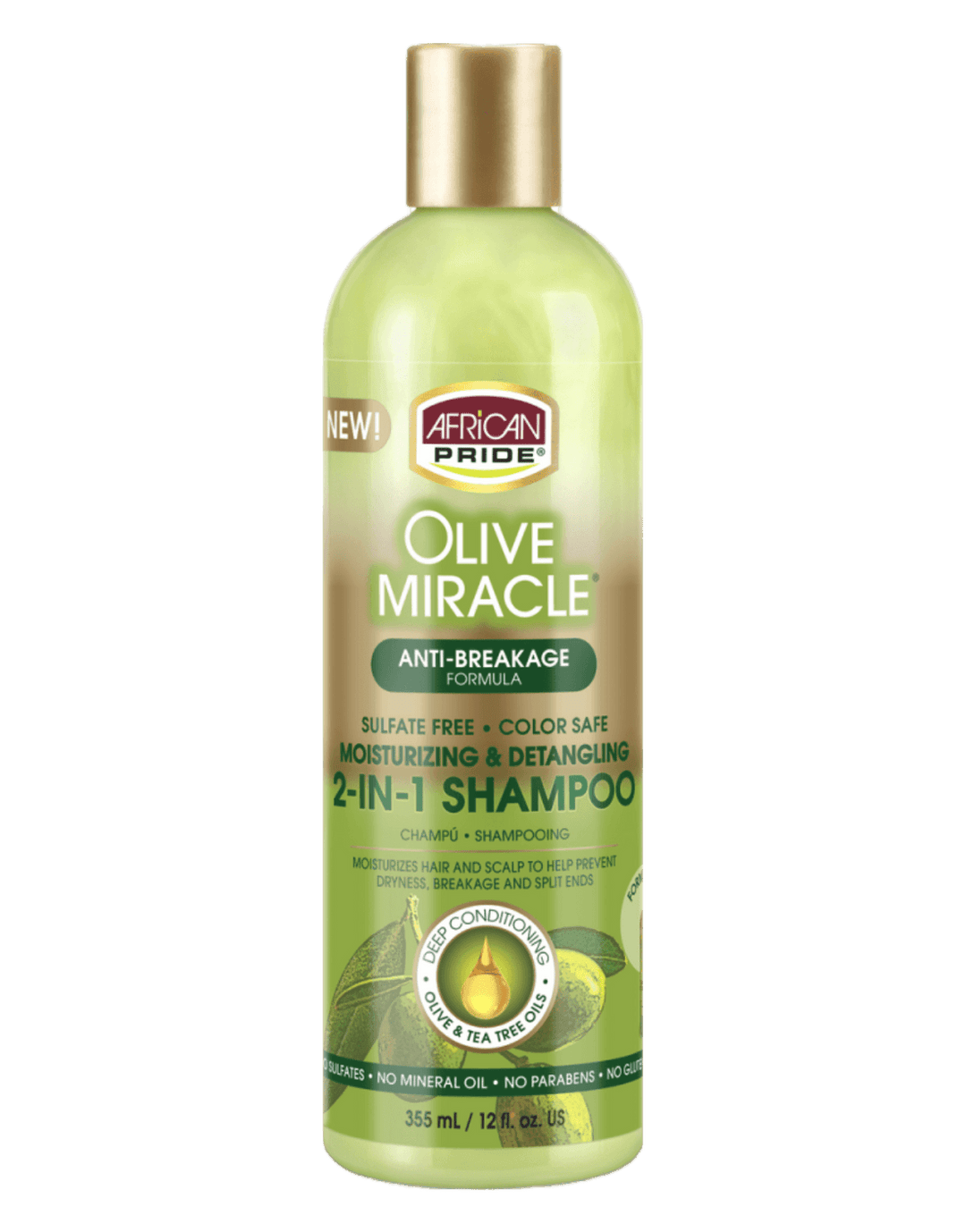 African Pride Olive Miracle Anti-Breakage 2-in-1 Shampoo & Conditioner 12oz