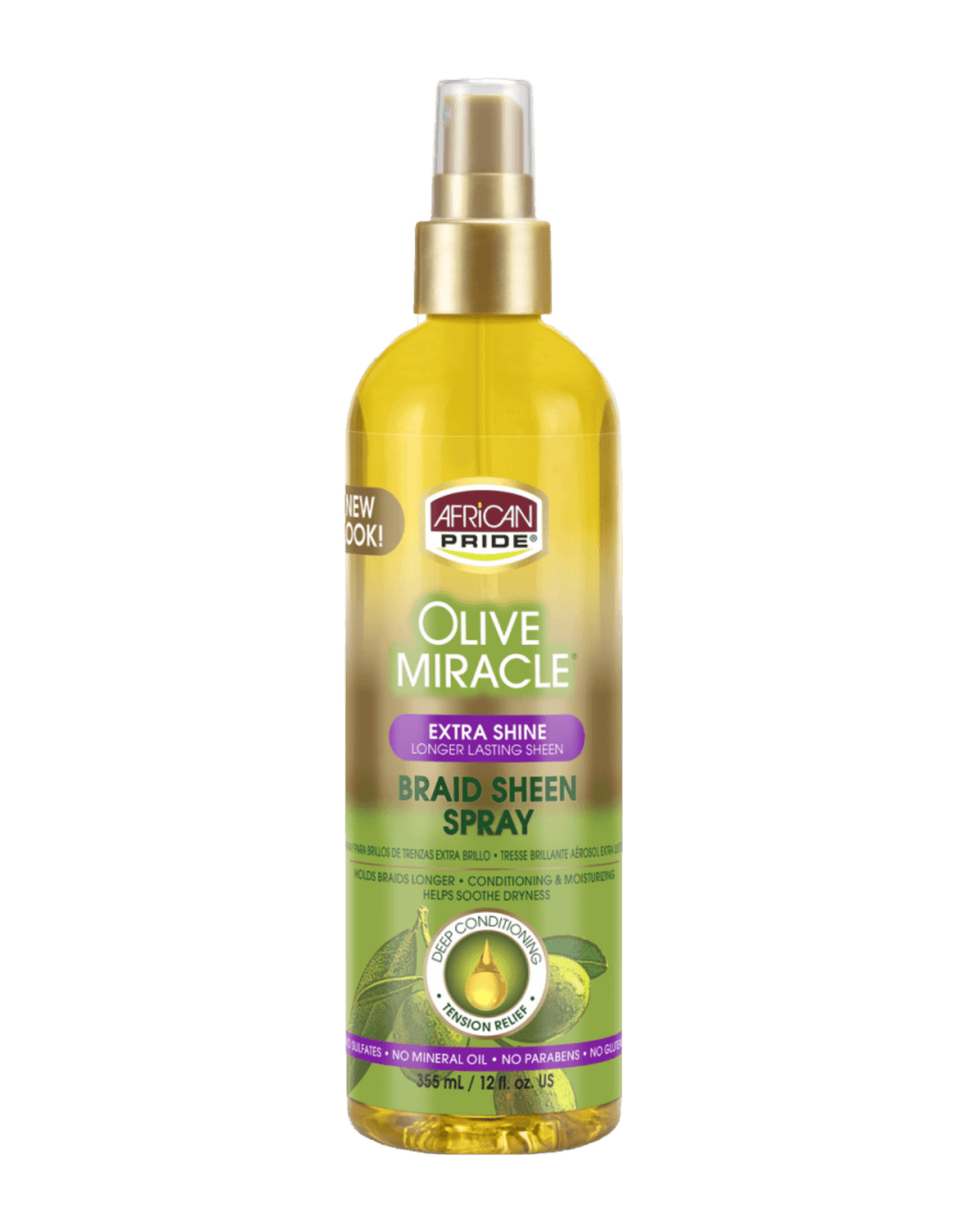 African Pride Olive Miracle Extra Shine Braid Sheen Spray 12oz