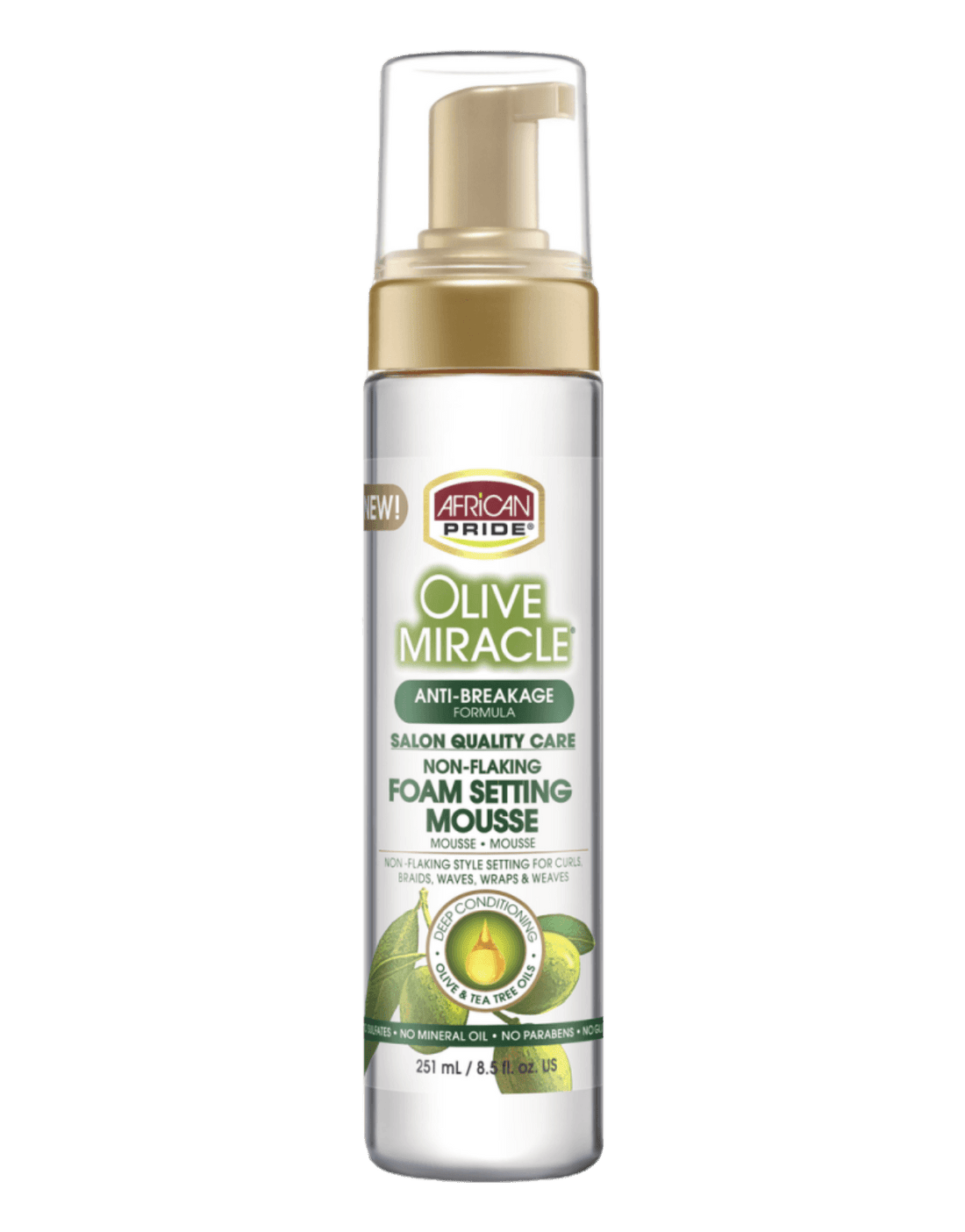 African Pride Olive Miracle Anti-Breakage Foam Setting Mousse 8oz