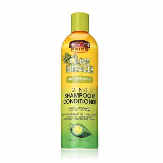 African Pride Olive Miracle 2-in-1 Shampoo & Conditioner 12 Oz