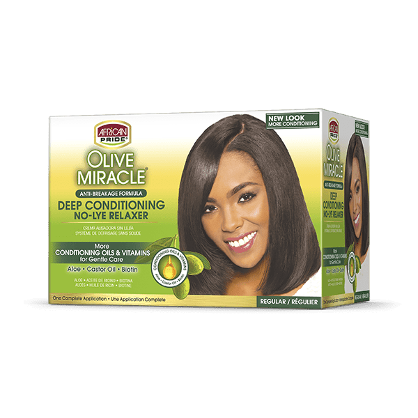 African Pride Olive Miracle Deep Conditioning No-Lye Relaxer Kit Regular