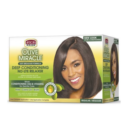 African Pride Olive Mirace Deep Conditiong No-Lye Relaxer Regular