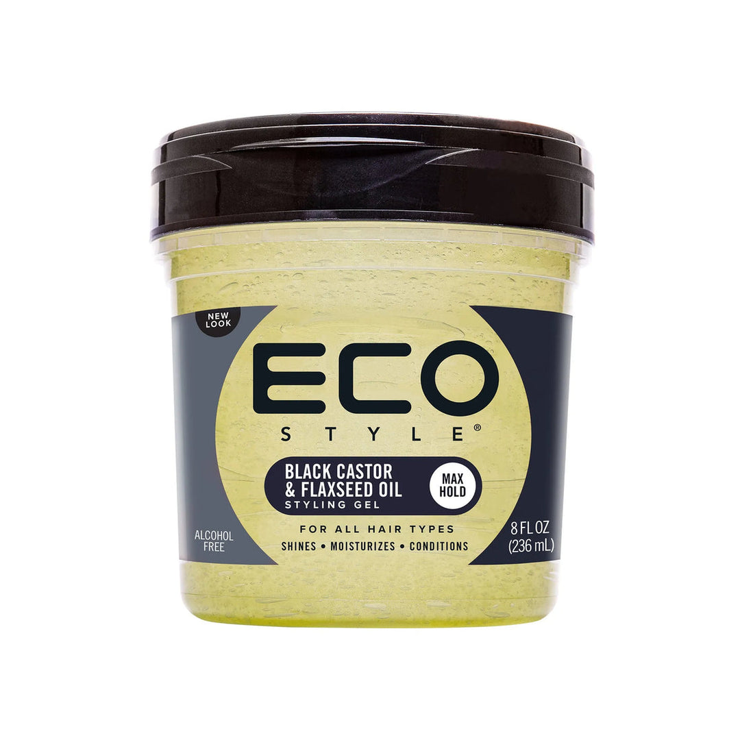 Eco Style Black Castor &amp; Flaxseed Oil Styling Gel Max Hold 8oz