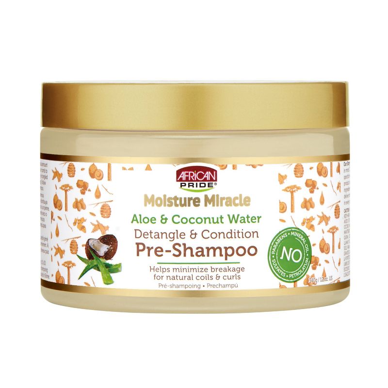 African Pride Moisture Miracle Aloe & Coconut Water Detangle & Condition Pre-Shampoo 12oz