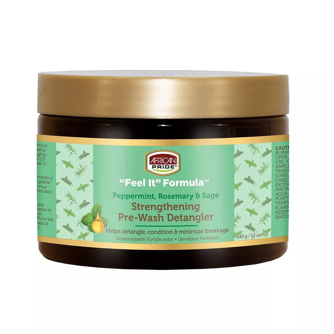 African Pride Feel It Formula Peppermint Rosemary &amp; Sage Strengthening Pre-Wash Detangler 12oz