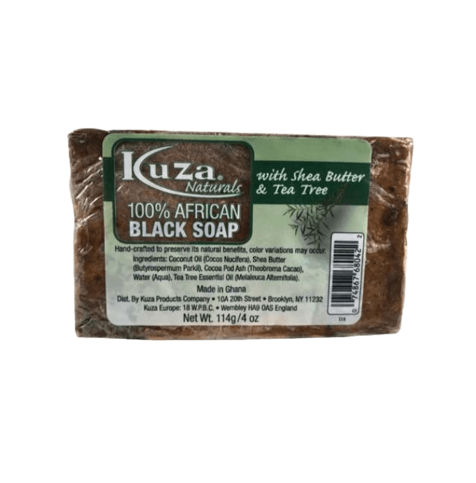 Kuza 100% African Black Soap with Shea Butter & Tea Tree 4oz