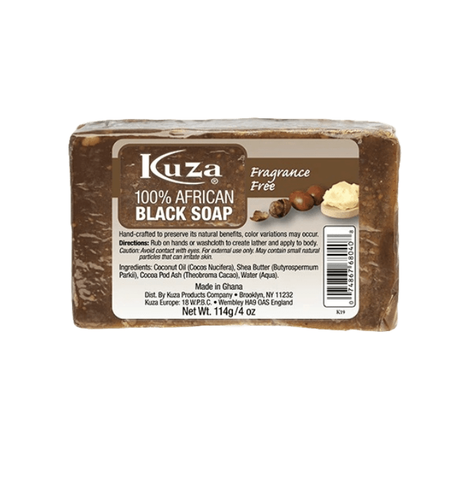 Kuza Naturals 100% African Black Soap Fragrance Free 4oz