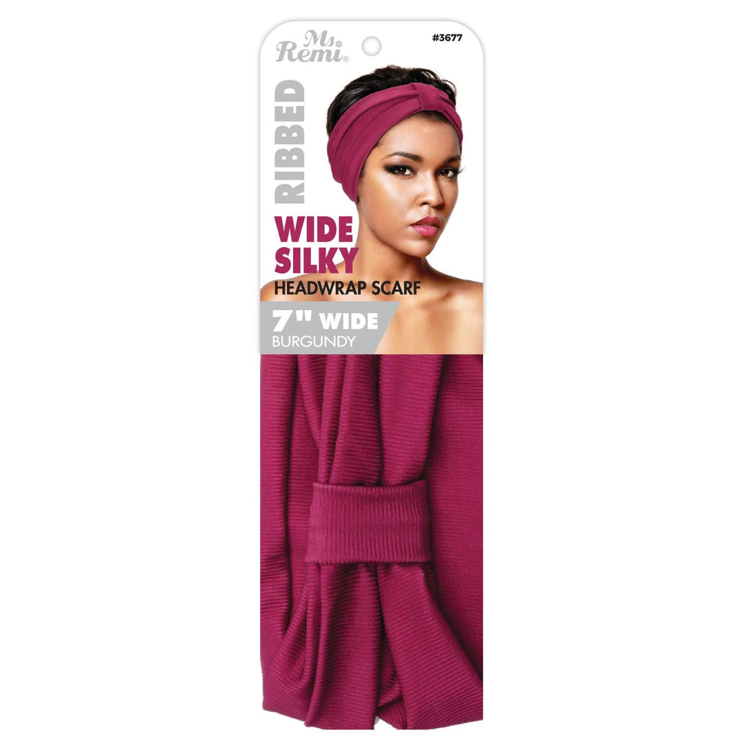 Ms. Remi Wide Silky Head Wrap Scarf Ribbed Assorted