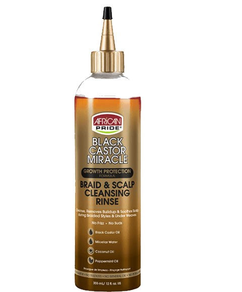 African Pride Black Castor Miracle Braid &amp; Scalp Cleansing Rinse 12oz