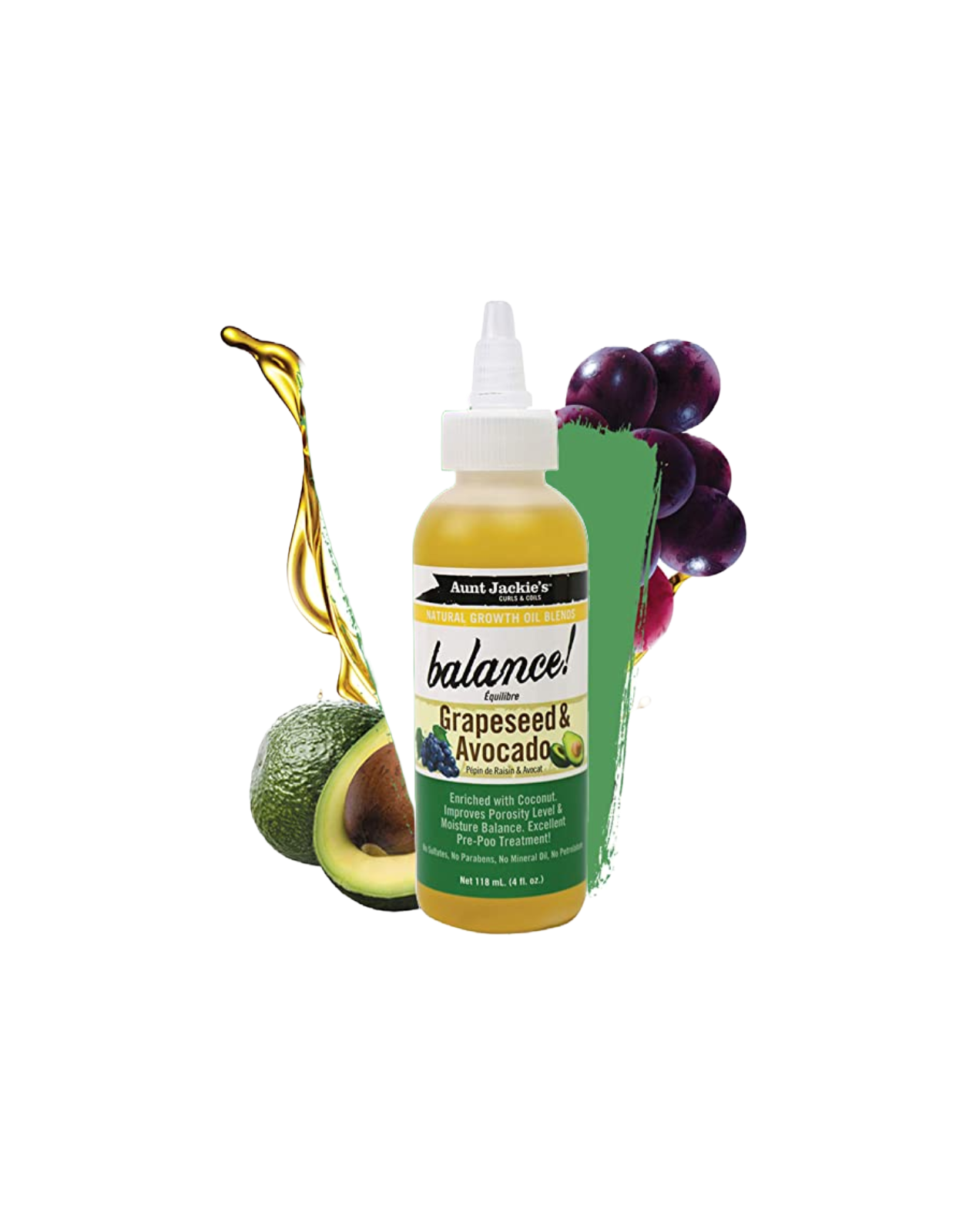 Aunt Jackie's Growth Oil - Balance! Grapseed & Avocado 4oz