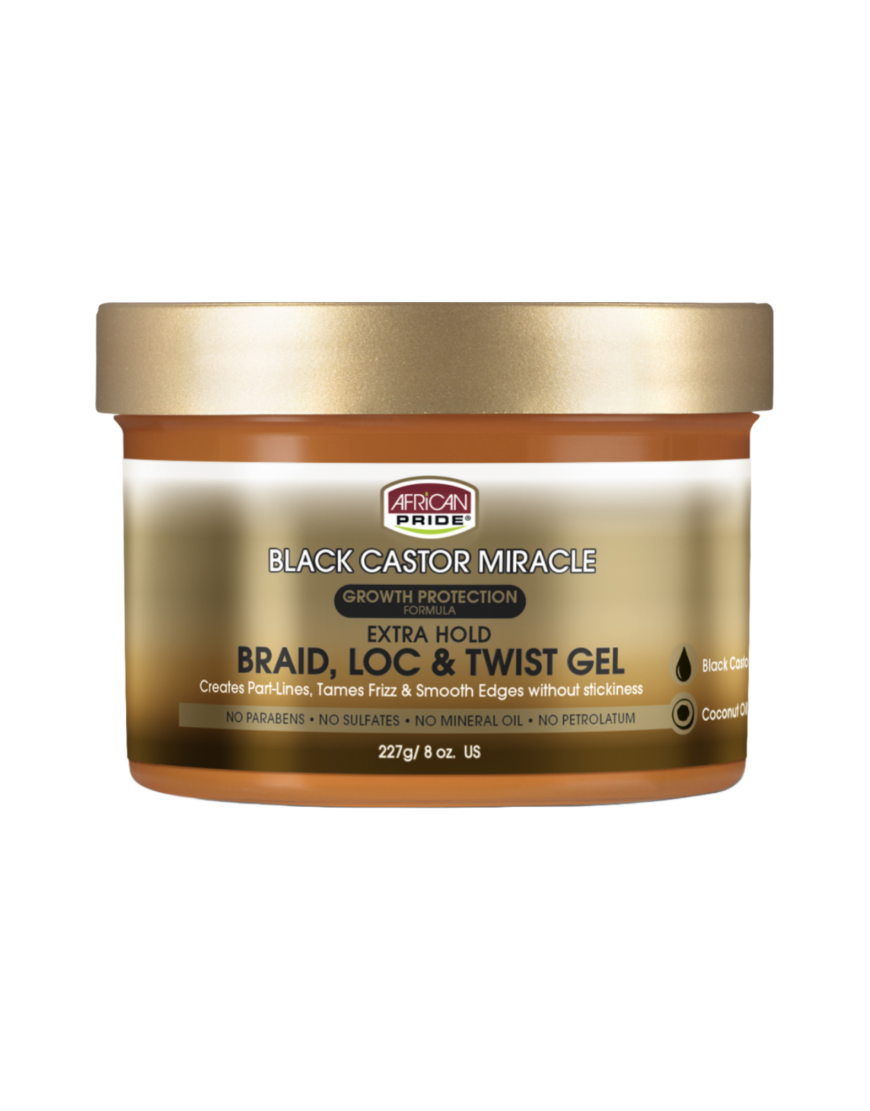 African Pride - Black Castor Miracle Braid Loc & Twist Gel 8oz