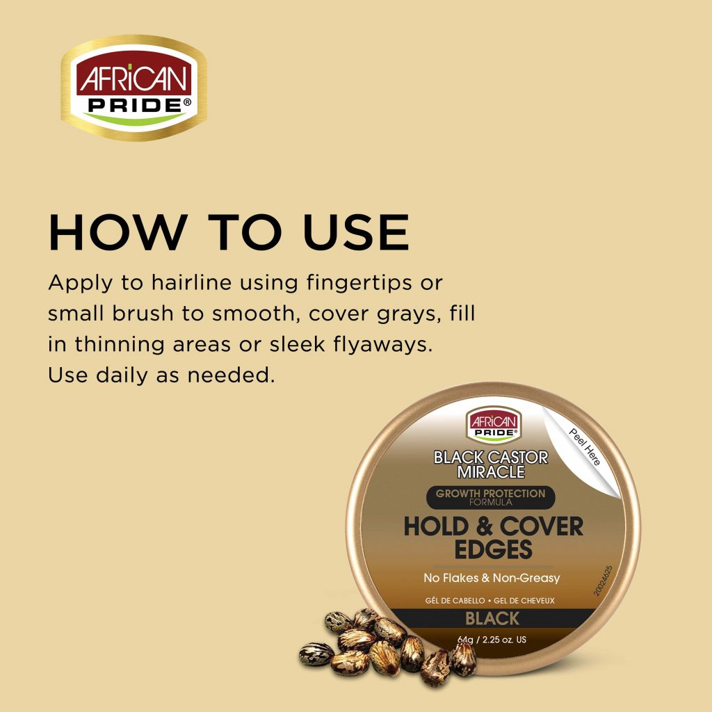 African Pride - Black Castor Miracle Hold &amp; Cover Edges Gel 2.25oz