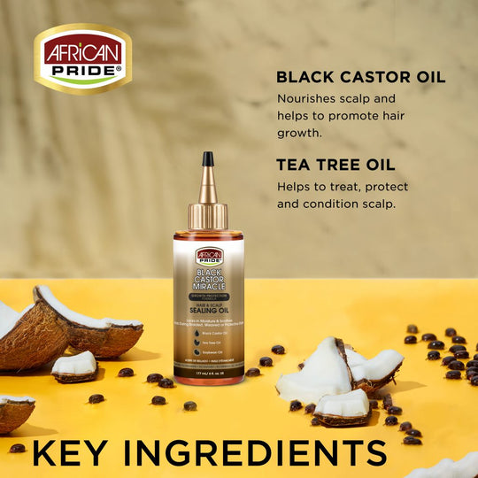 African Pride - Black Castor Miracle Hair &amp; Scalp Sealing Oil 6oz