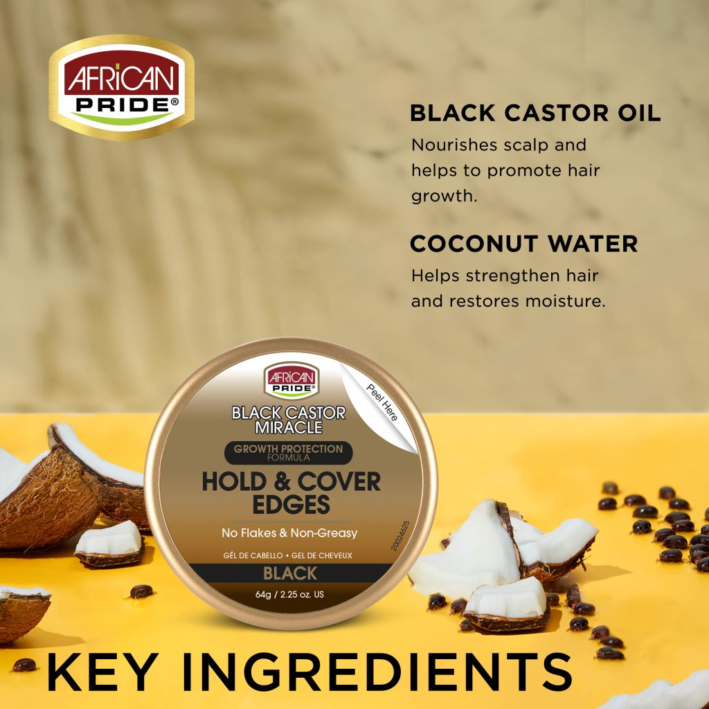 African Pride - Black Castor Miracle Hold &amp; Cover Edges Gel 2.25oz