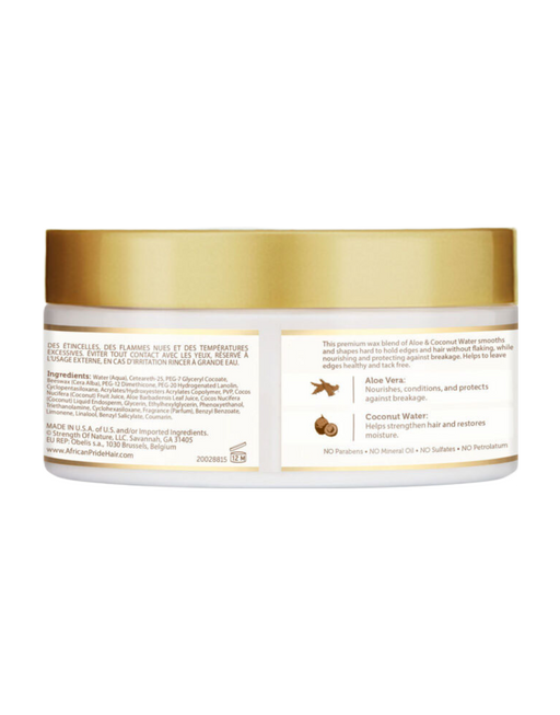 African Pride - Moisture Miracle Aloe & Coconut Water Maximum Hold Edge Styling Wax 6oz
