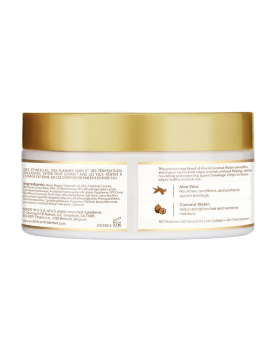African Pride - Moisture Miracle Aloe & Coconut Water Maximum Hold Edge Styling Wax 6oz