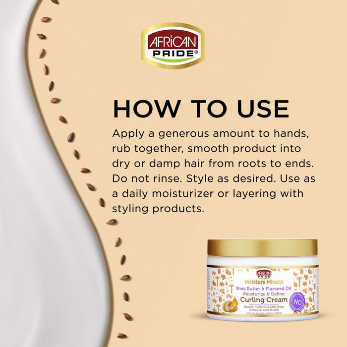 African Pride - Moisture Miracle Shea Butter & Flaxseed Oil Curling Cream 12oz