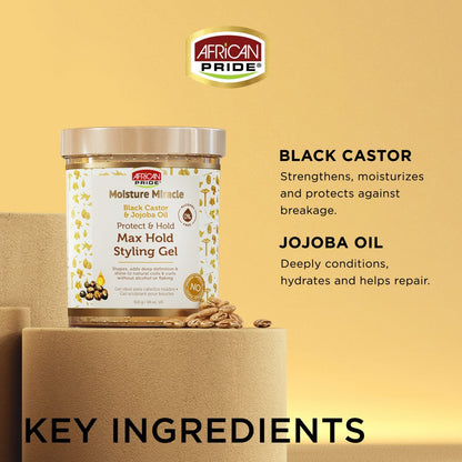 African Pride - Moisture Miracle Gel Black Castor Oil 18oz