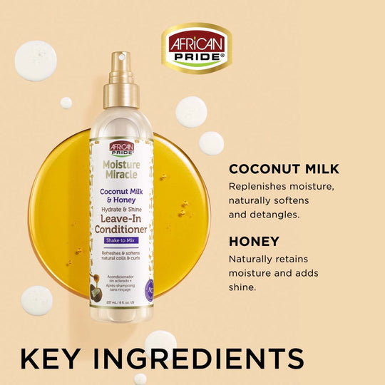 African Pride - Moisture Miracle Coconut Milk &amp; Honey Leave-In Spray 8oz