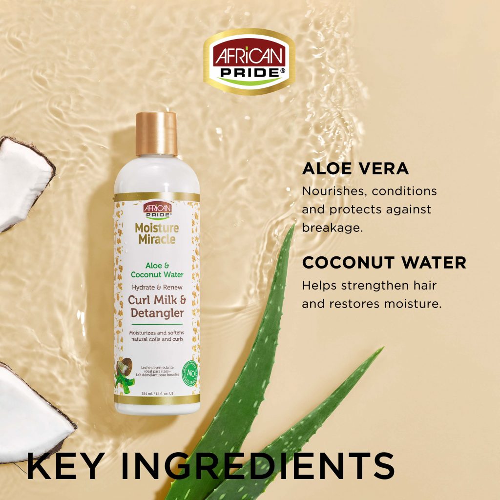 African Pride - Moisture Miracle Hydrate &amp; Renew Curl Milk &amp; Hair Detangler 12oz