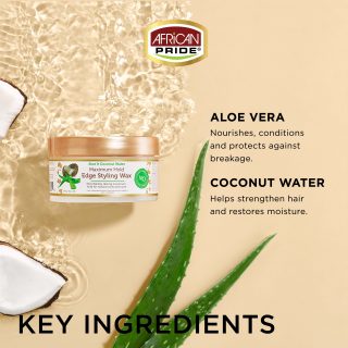 African Pride - Moisture Miracle Aloe &amp; Coconut Water Maximum Hold Edge Styling Wax 6oz