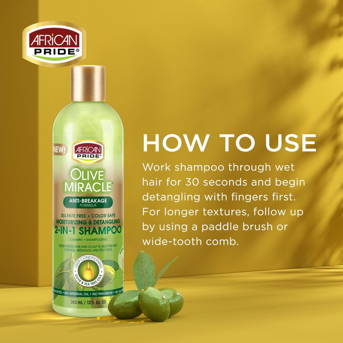African Pride - Olive Miracle 2 in 1 Shampoo and Conditioner 12oz