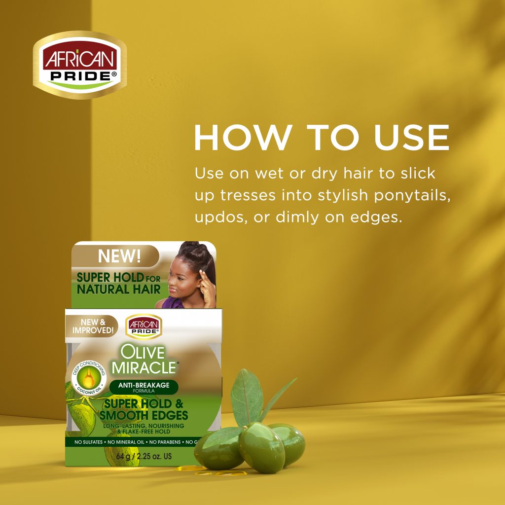 African Pride - Olive Miracle Super Hold &amp; Smooth Edges 2.25oz