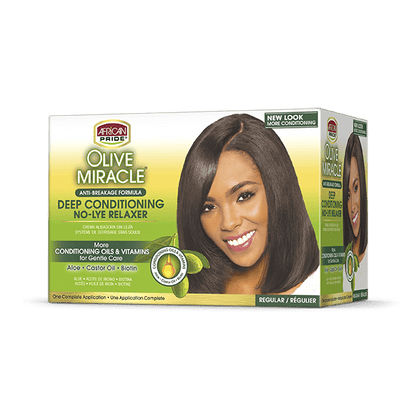 African Pride - Olive Miracle Deep Conditioner No-Lye Relaxer Kit Regular