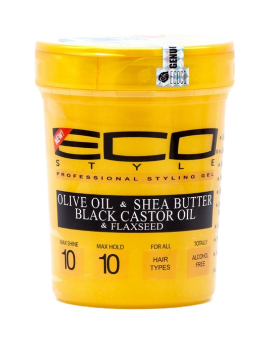 ECO - Olive Oil & Shea Butter, Black Castor & Flaxseed Oil Styling Gel (Gold)